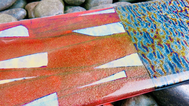 Wall Panel Abstract Fused Glass Art - Silver Pitons